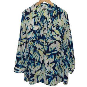 Dressy Floral Blouse | Long Sleeves |  Plus 2X